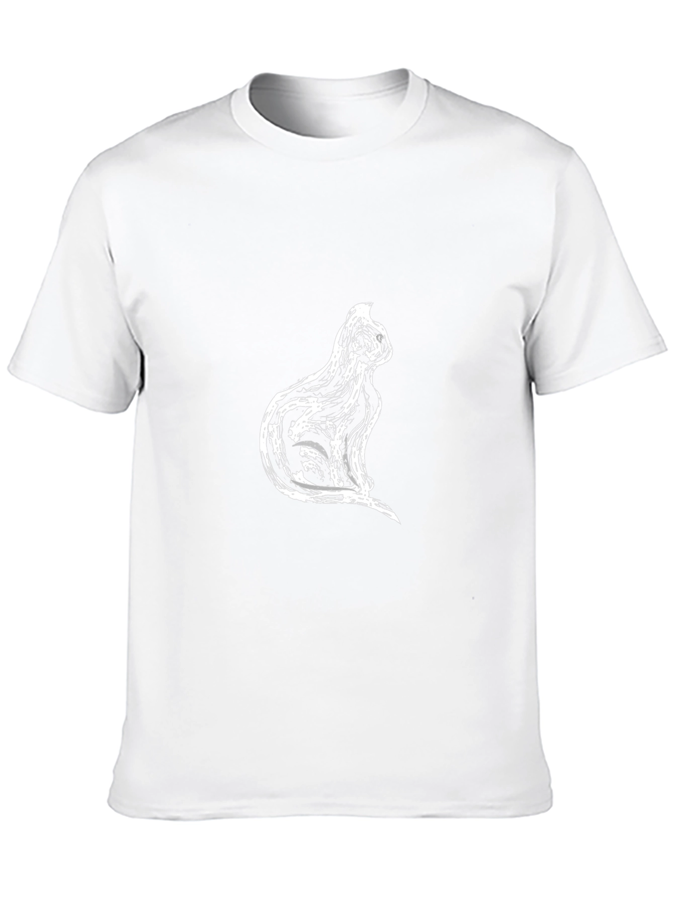 Black T-Shirt with Cat Silhouette Design