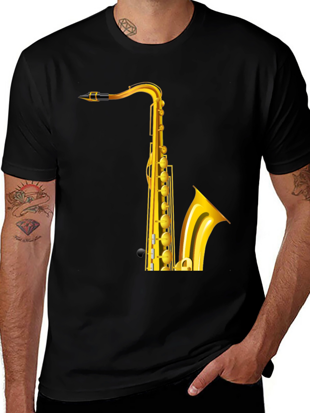 Saxophone Graphic Print Mens T-Shirt