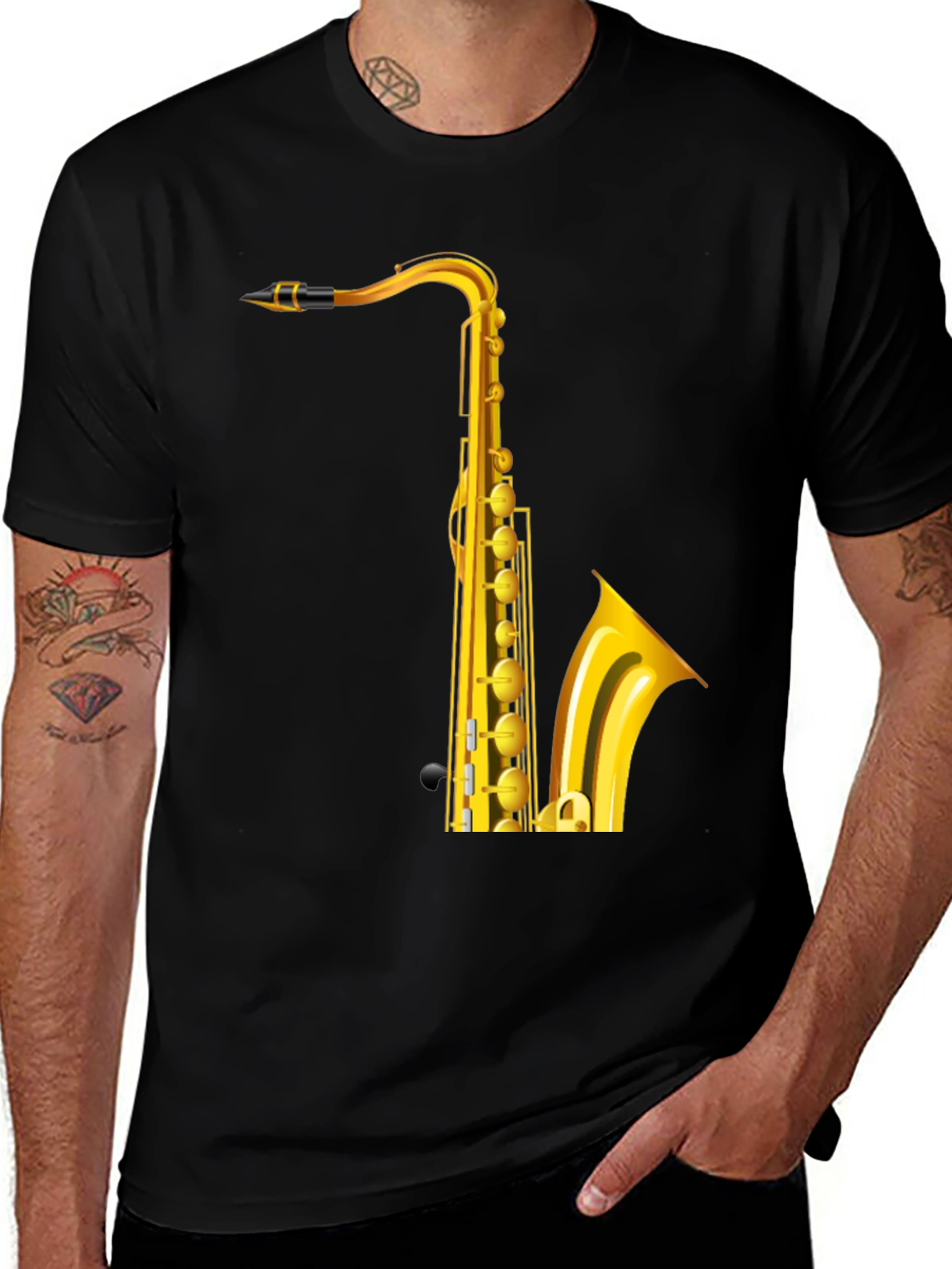 Saxophone Graphic Print Mens T-Shirt