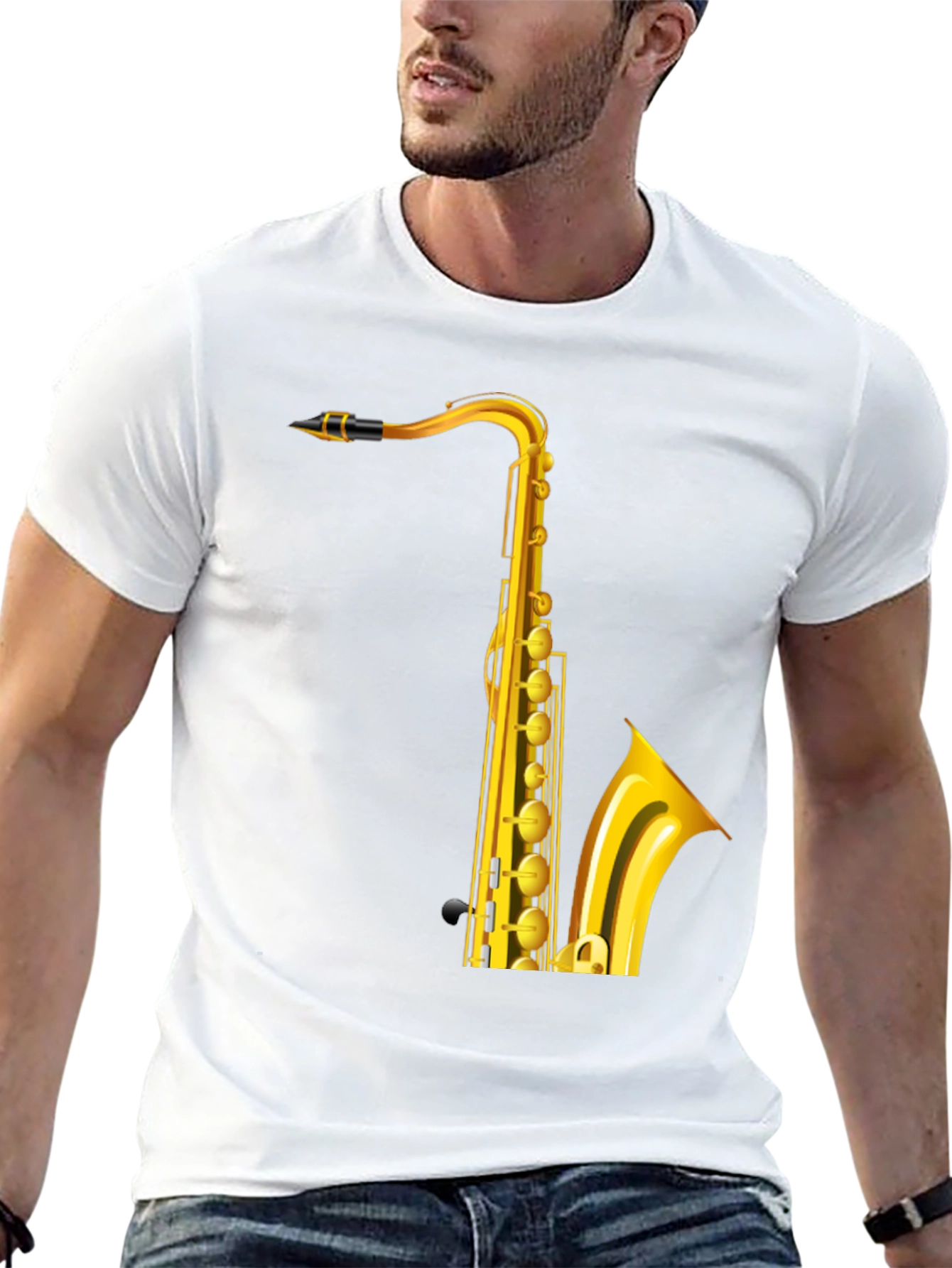 Saxophone Graphic Print Mens T-Shirt