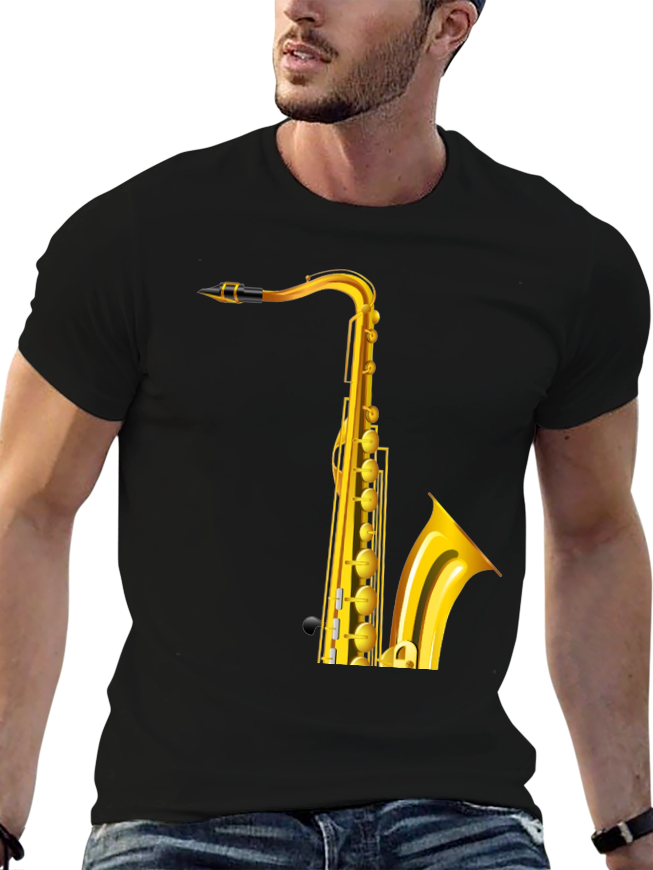 Saxophone Graphic Print Mens T-Shirt