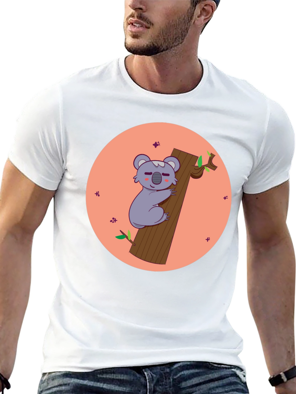 Koala Hugging Tree T-Shirt - Cute Cartoon Design