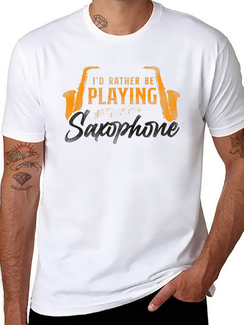 Saxophone Player Black T-Shirt - Musician Gift