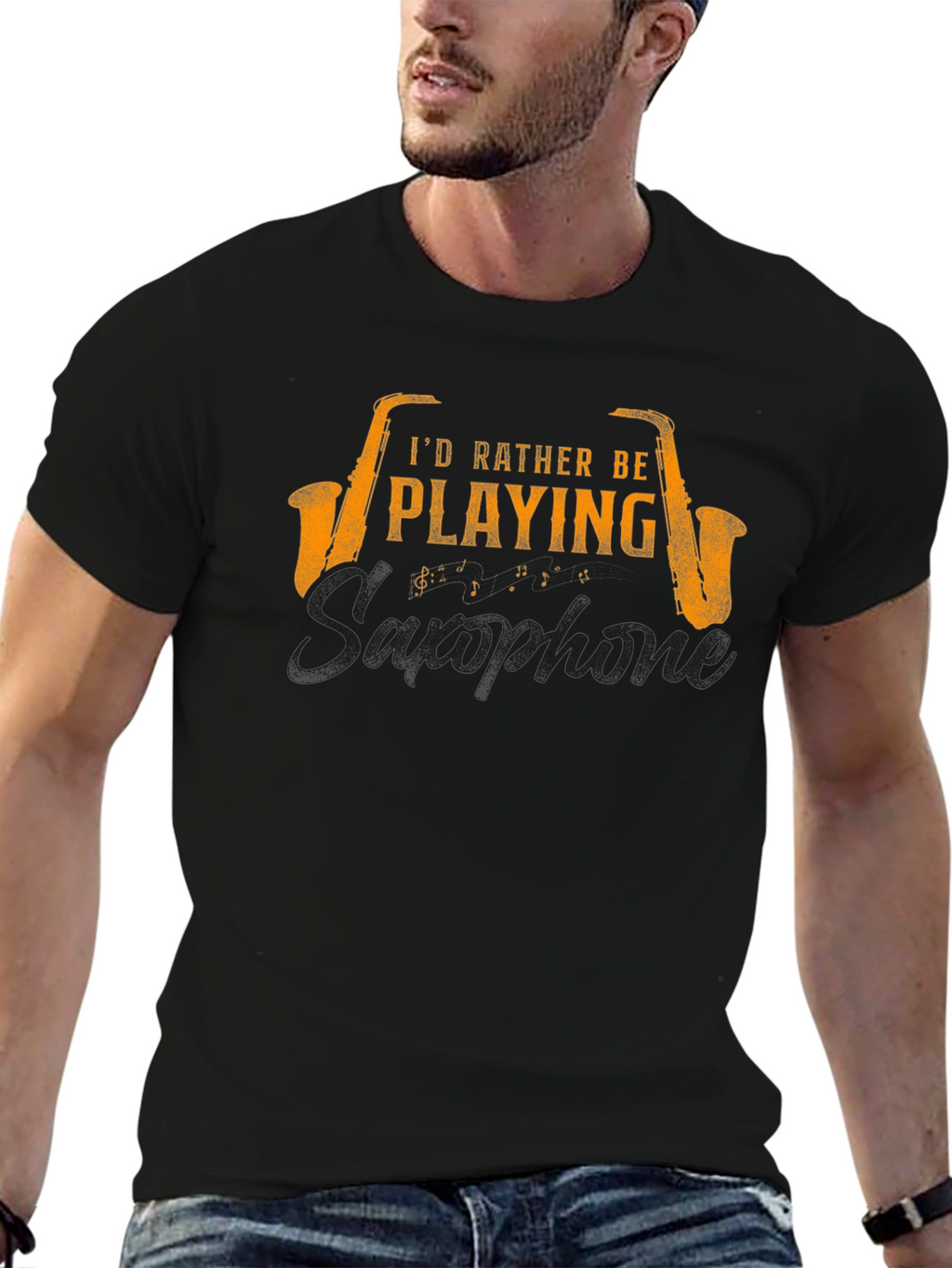 Saxophone Player Black T-Shirt - Musician Gift