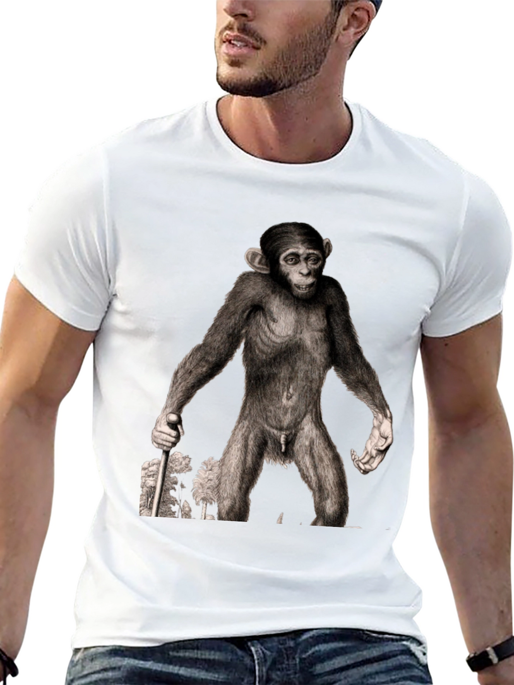 Ape Illustration Graphic Tee - Black