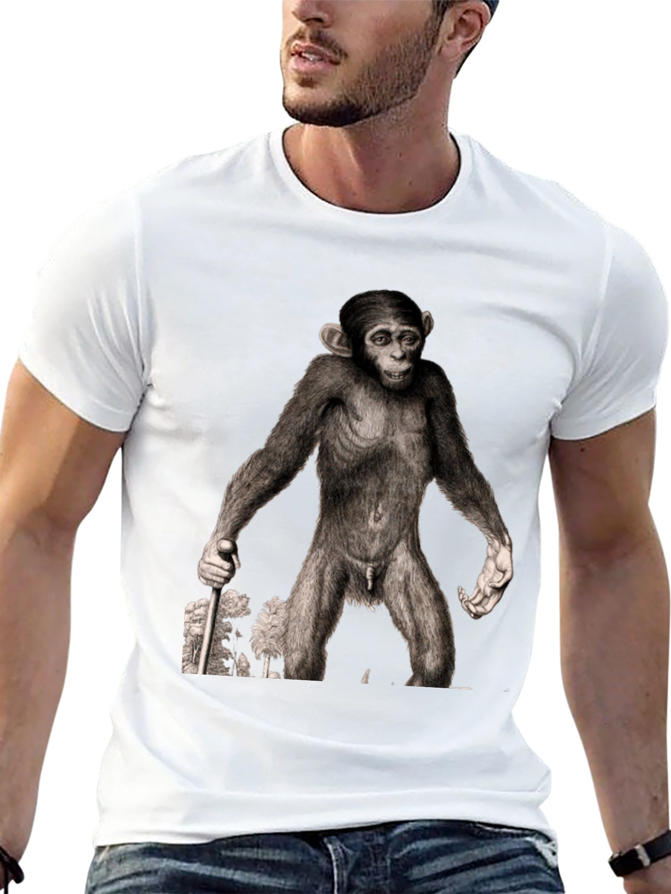 Ape Illustration Graphic Tee - Black