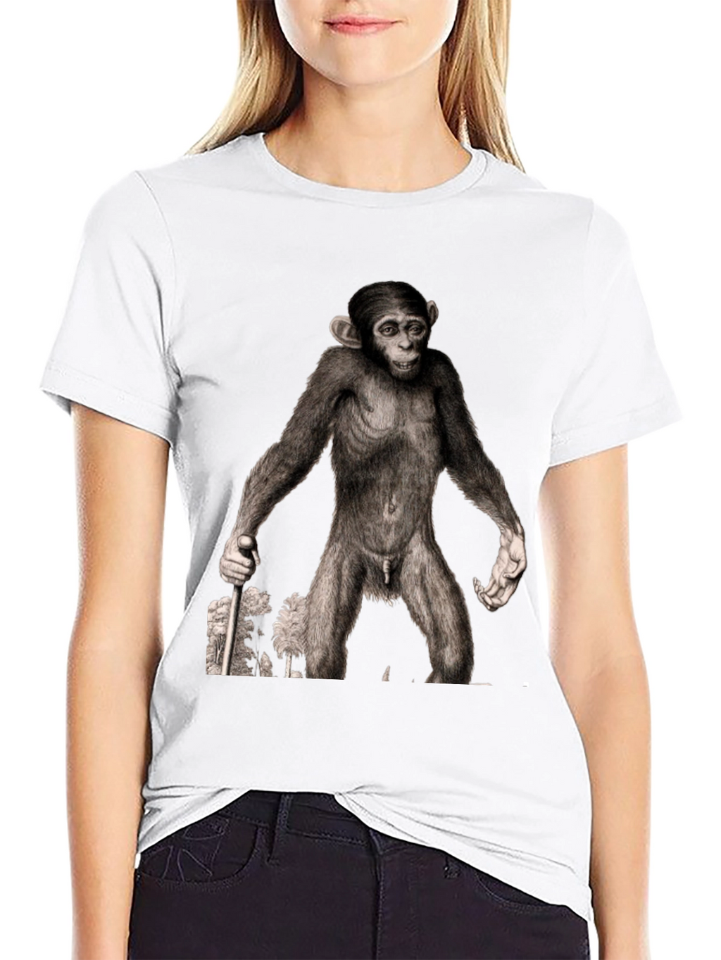 Ape Illustration Graphic Tee - Black