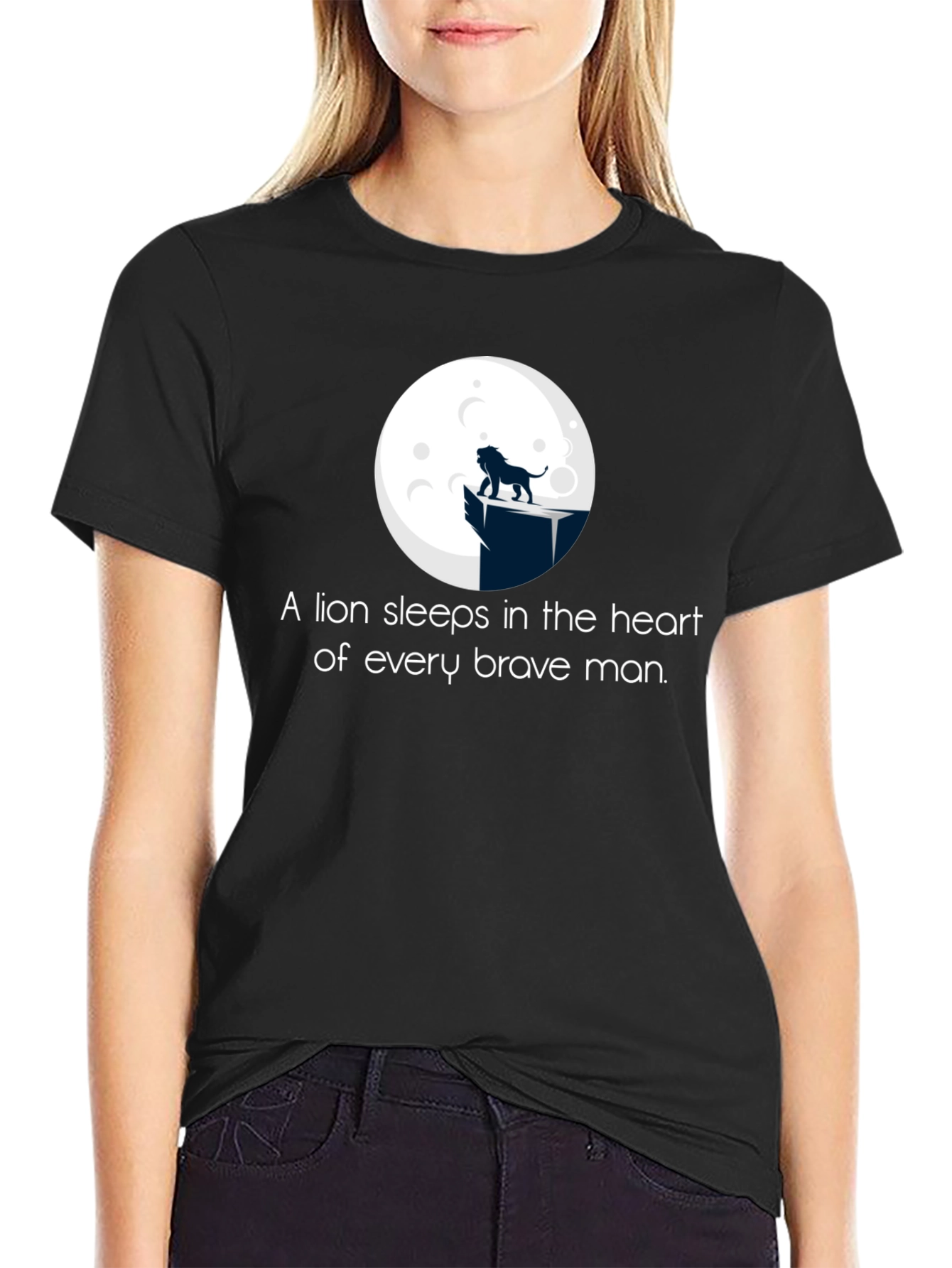 Lion Heart Mens Black Graphic T-Shirt