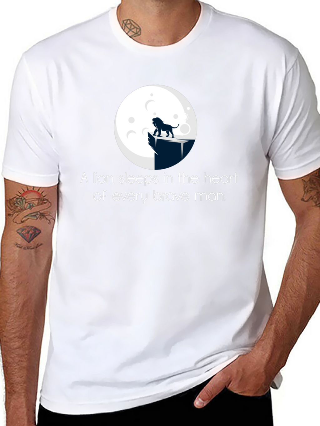 Lion Heart Mens Black Graphic T-Shirt