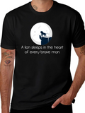 Lion Heart Mens Black Graphic T-Shirt