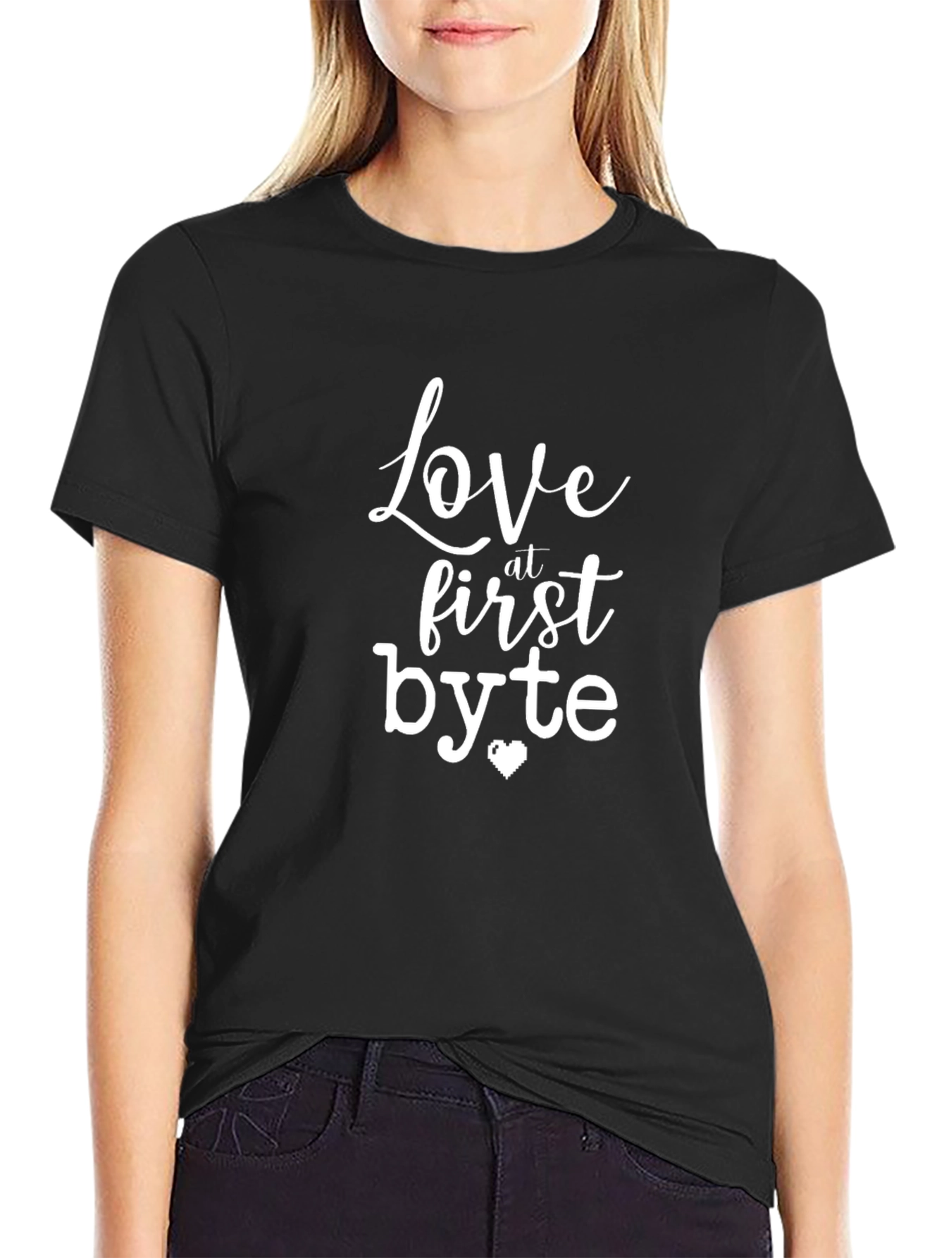 Love at First Byte Black Graphic T-Shirt
