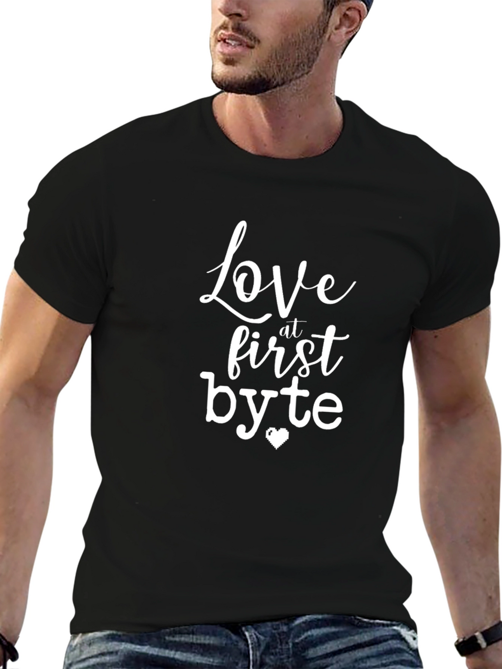 Love at First Byte Black Graphic T-Shirt