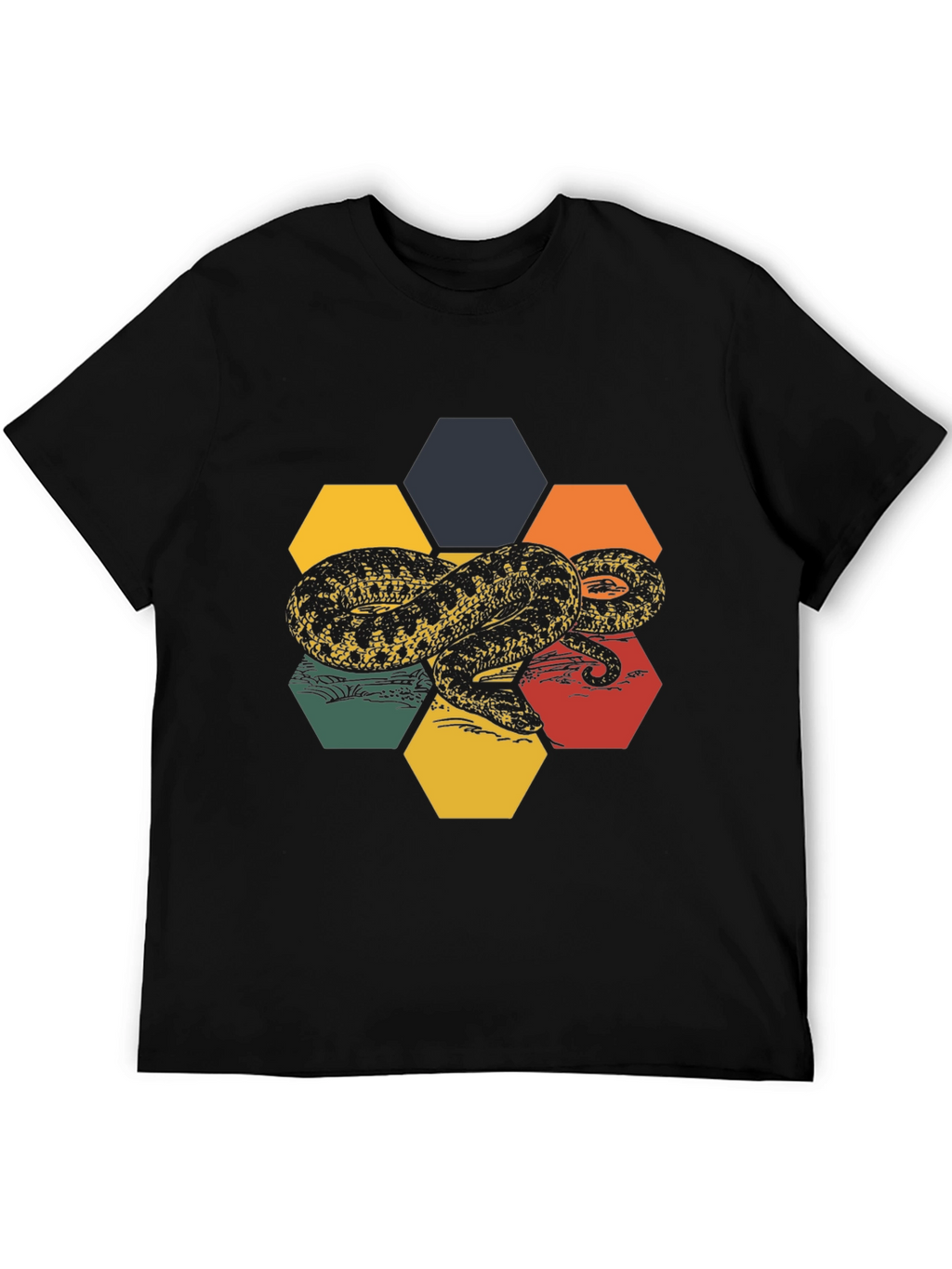 Hexagon Snake Graphic Tee - Retro Style