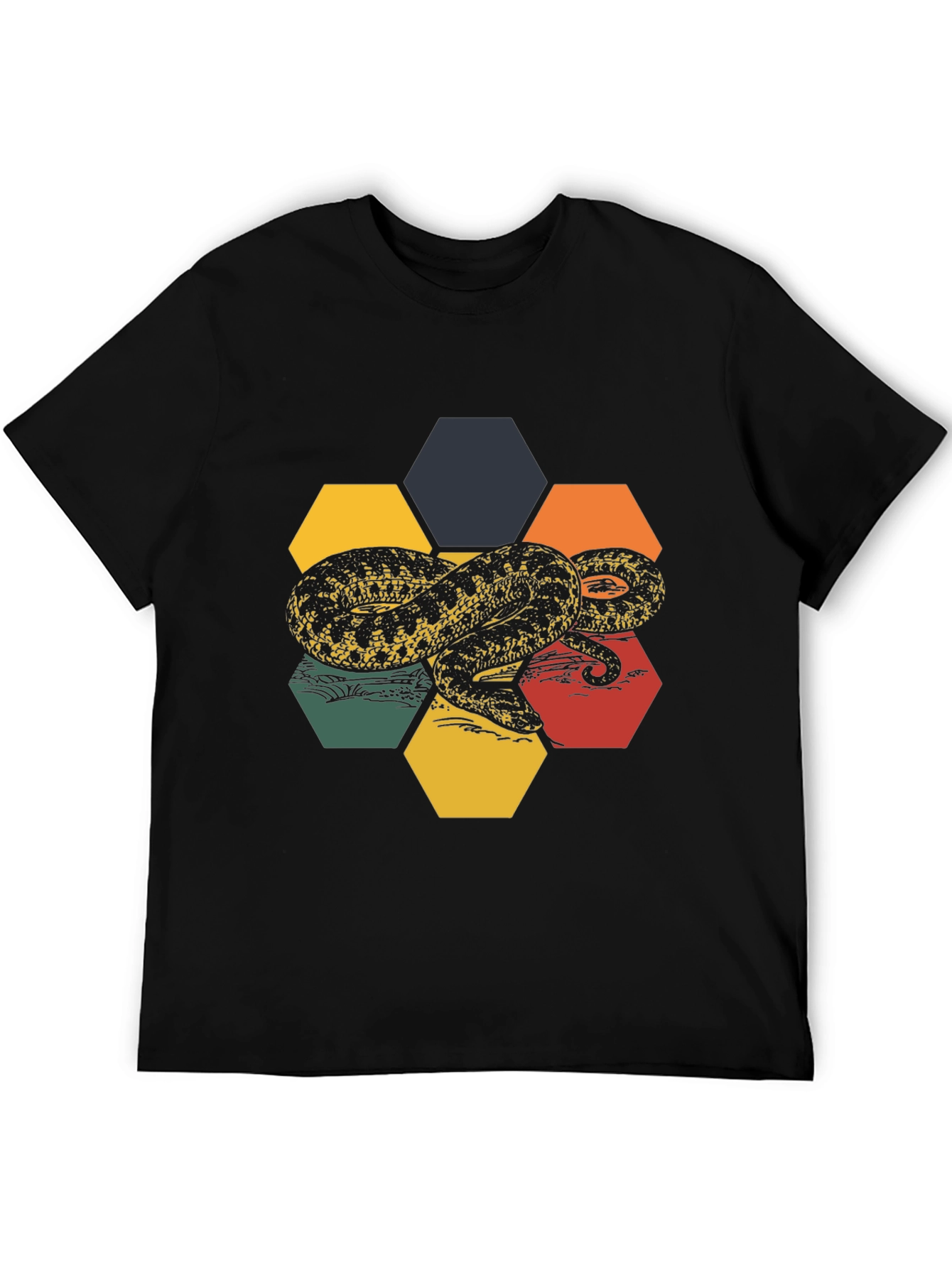 Hexagon Snake Graphic Tee - Retro Style