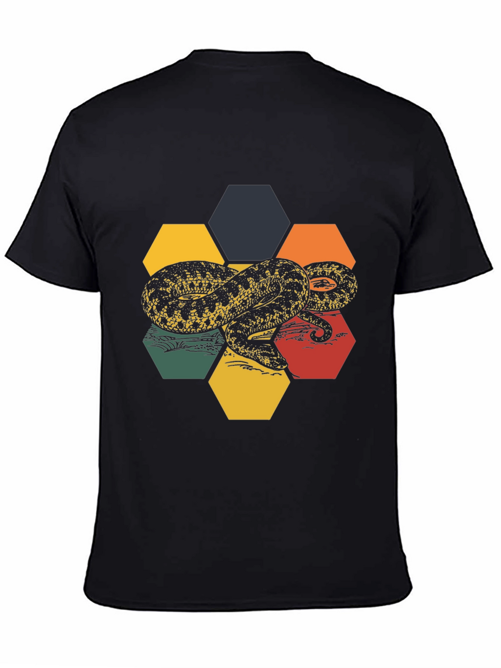 Hexagon Snake Graphic Tee - Retro Style