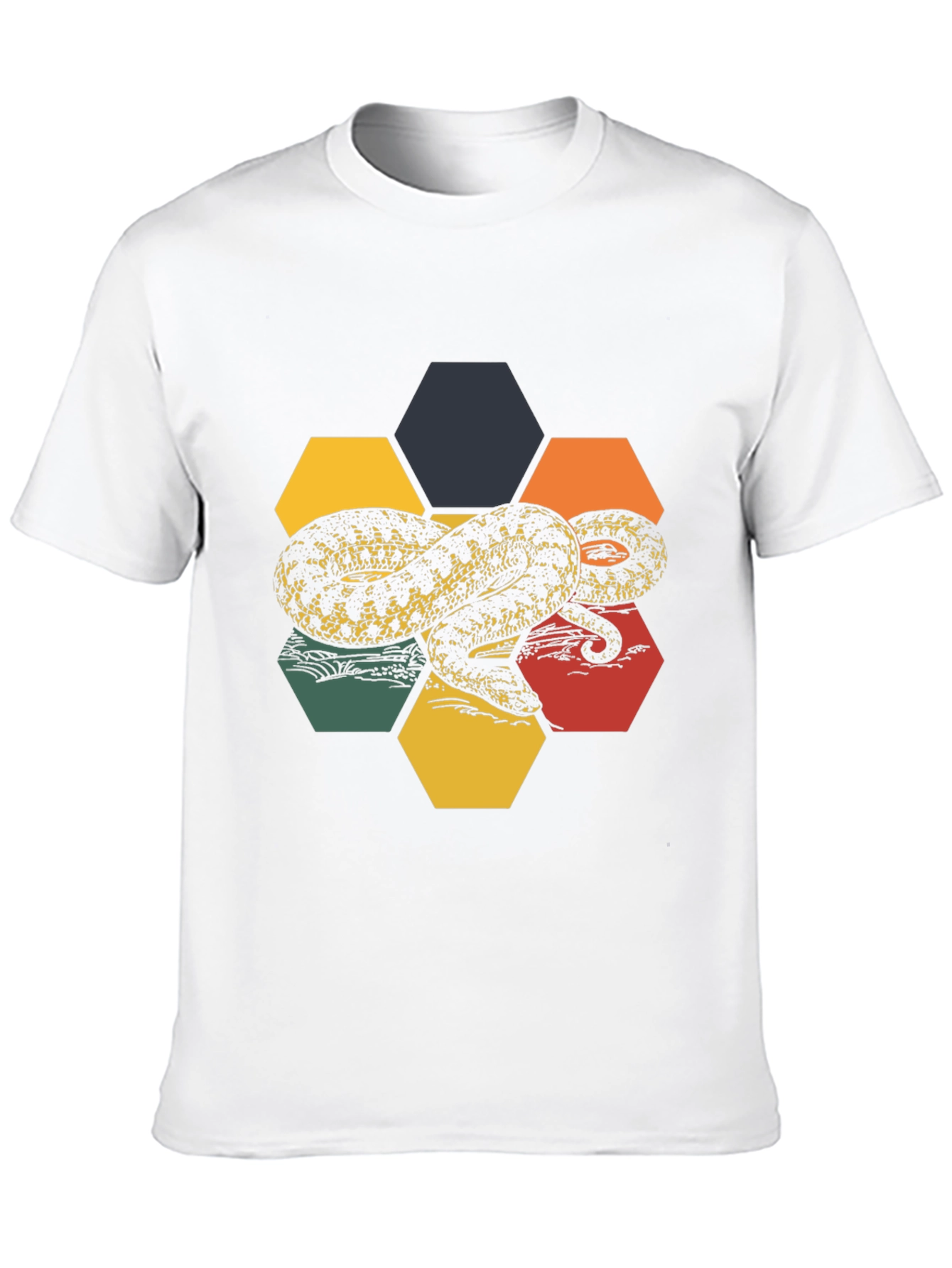 Hexagon Snake Graphic Tee - Retro Style