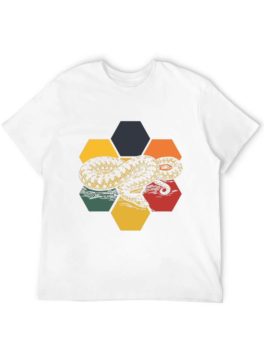 Hexagon Snake Graphic Tee - Retro Style
