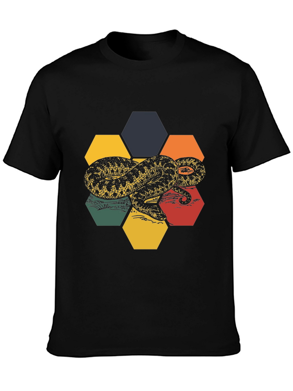 Hexagon Snake Graphic Tee - Retro Style