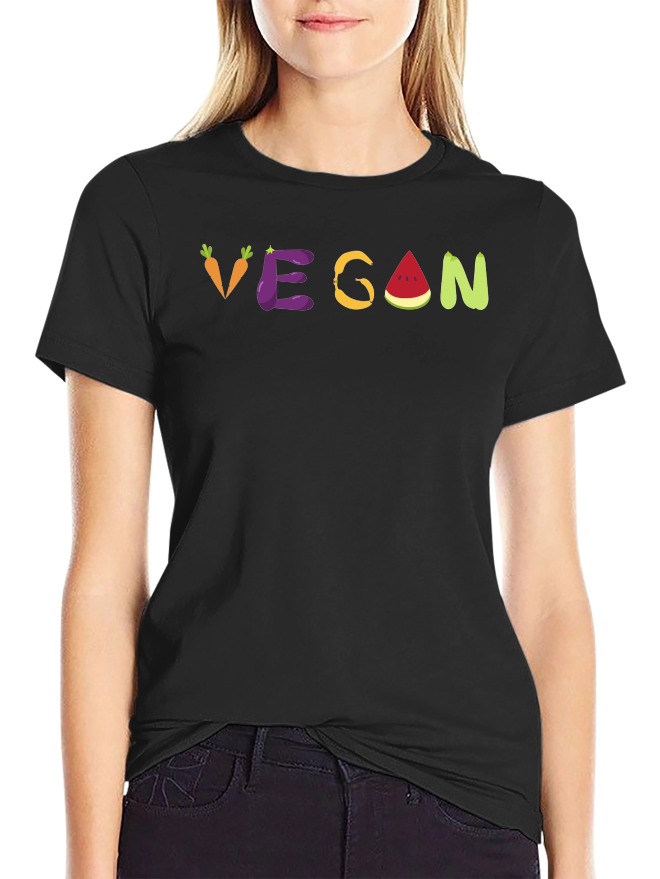 Vegan Graphic T-Shirt - Eat Your Fruits & Veggies!