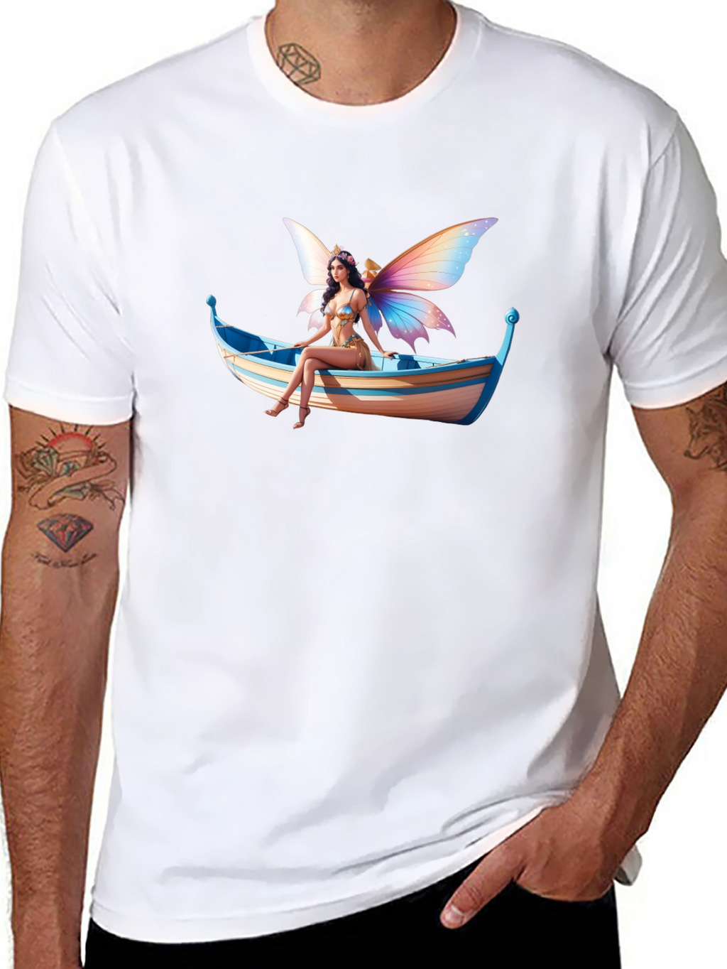 Fairy on Boat Graphic Tee - Black