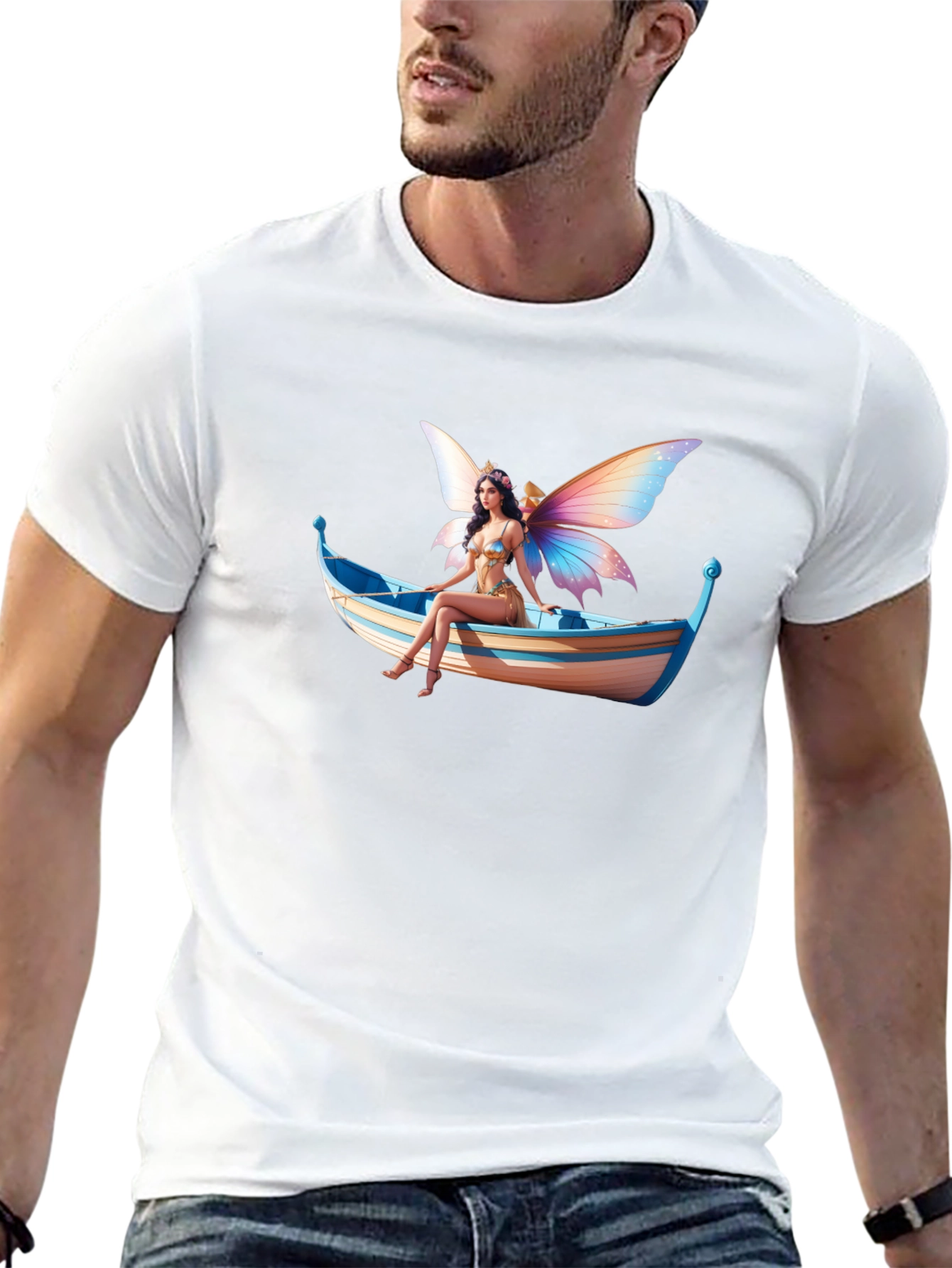 Fairy on Boat Graphic Tee - Black