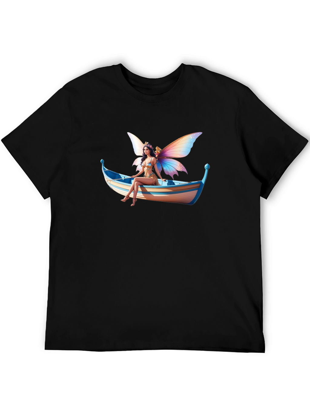 Fairy on Boat Graphic Tee - Black