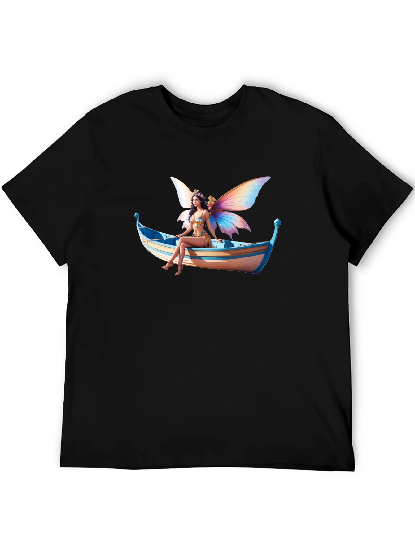 Fairy on Boat Graphic Tee - Black