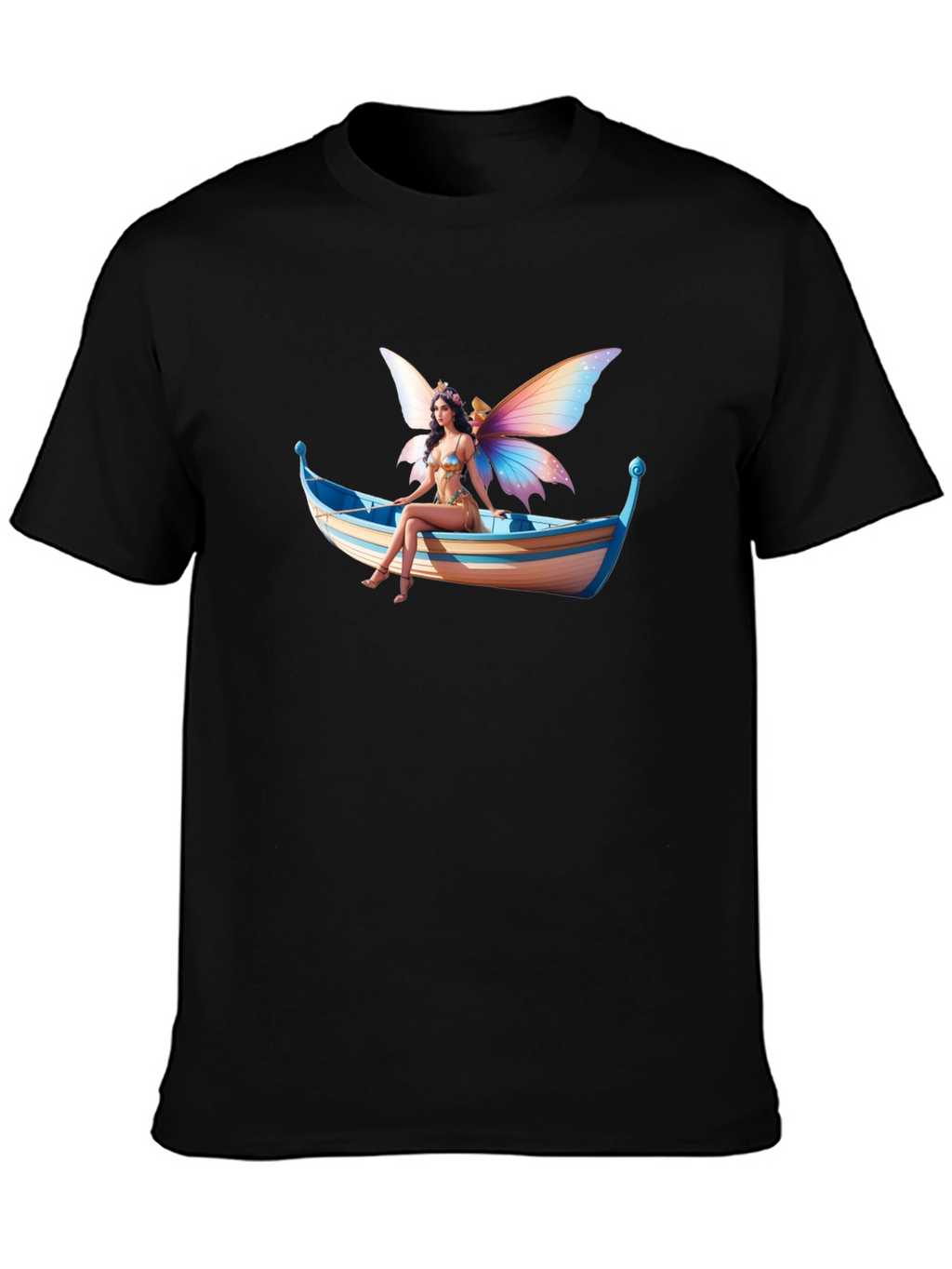 Fairy on Boat Graphic Tee - Black