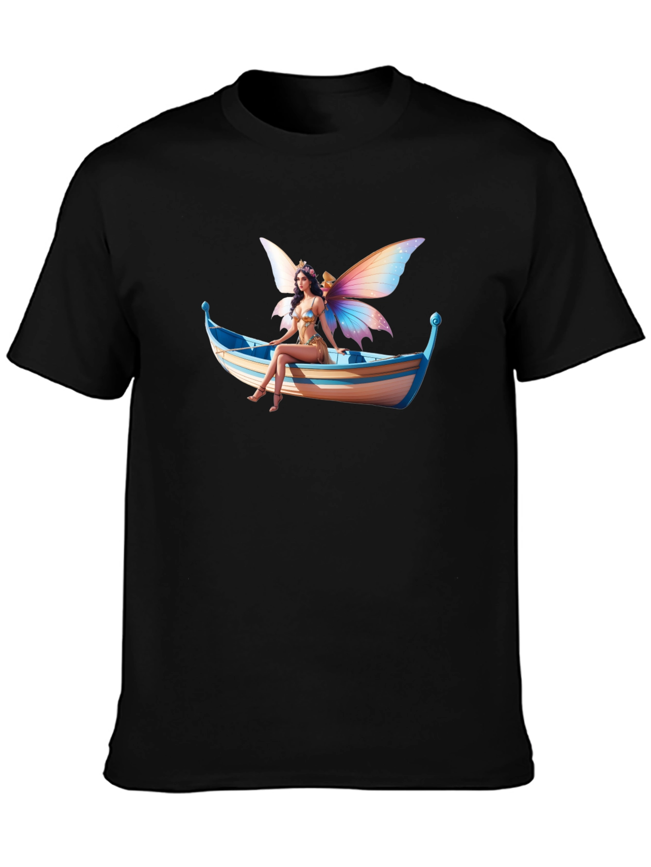 Fairy on Boat Graphic Tee - Black