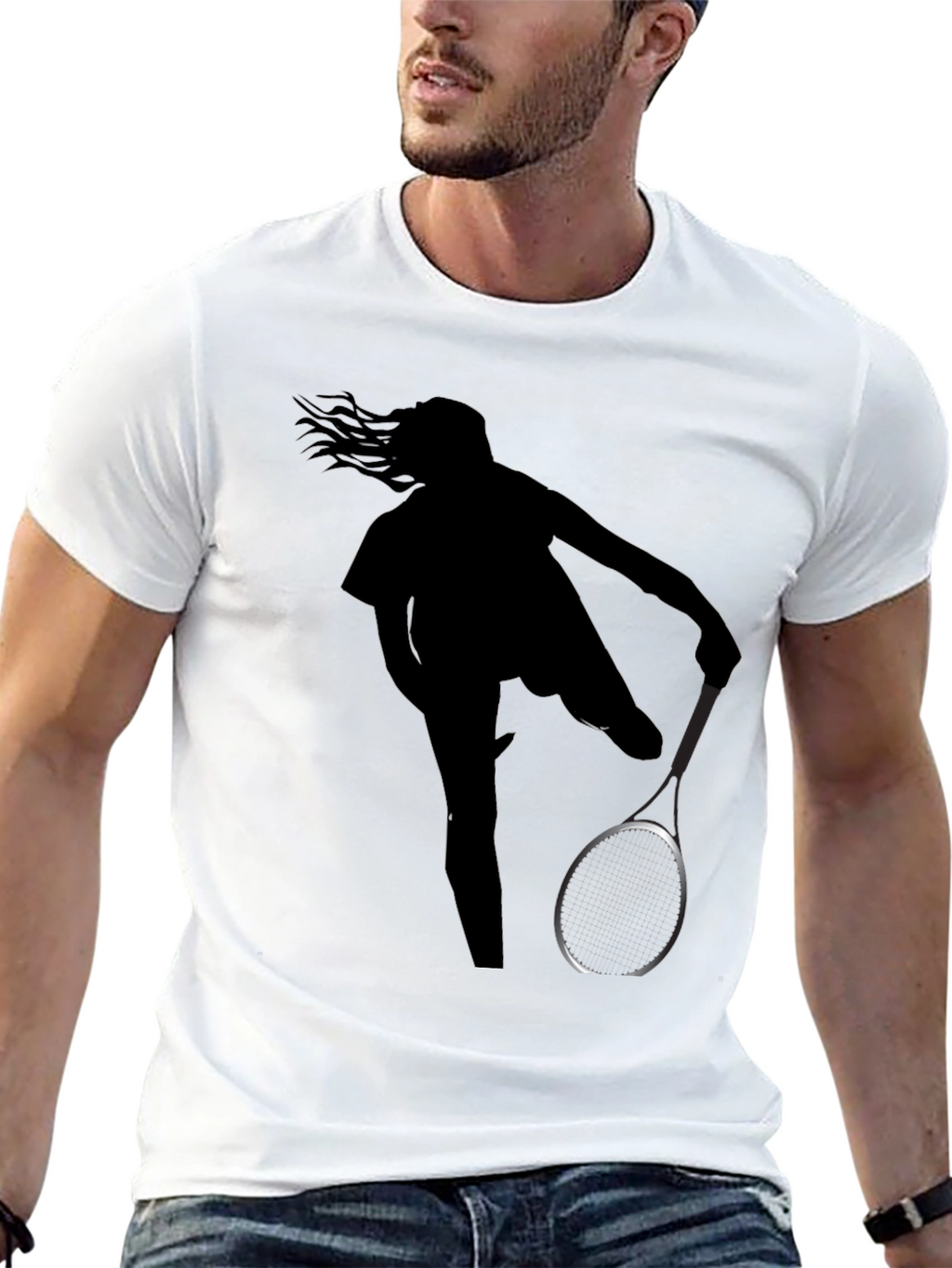 Tennis Player Silhouette Graphic T-Shirt