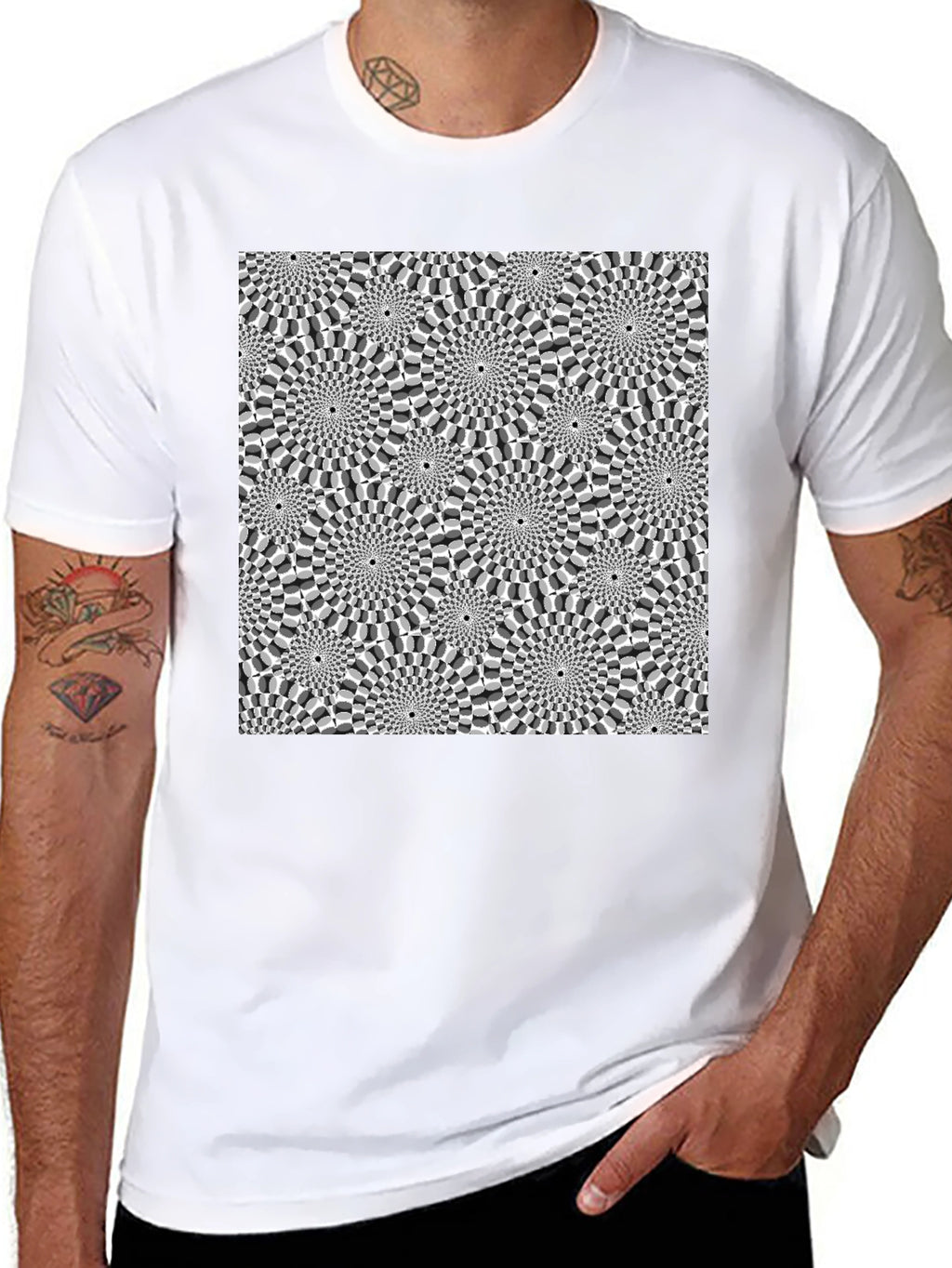 Optical Illusion Graphic Print Black T-Shirt