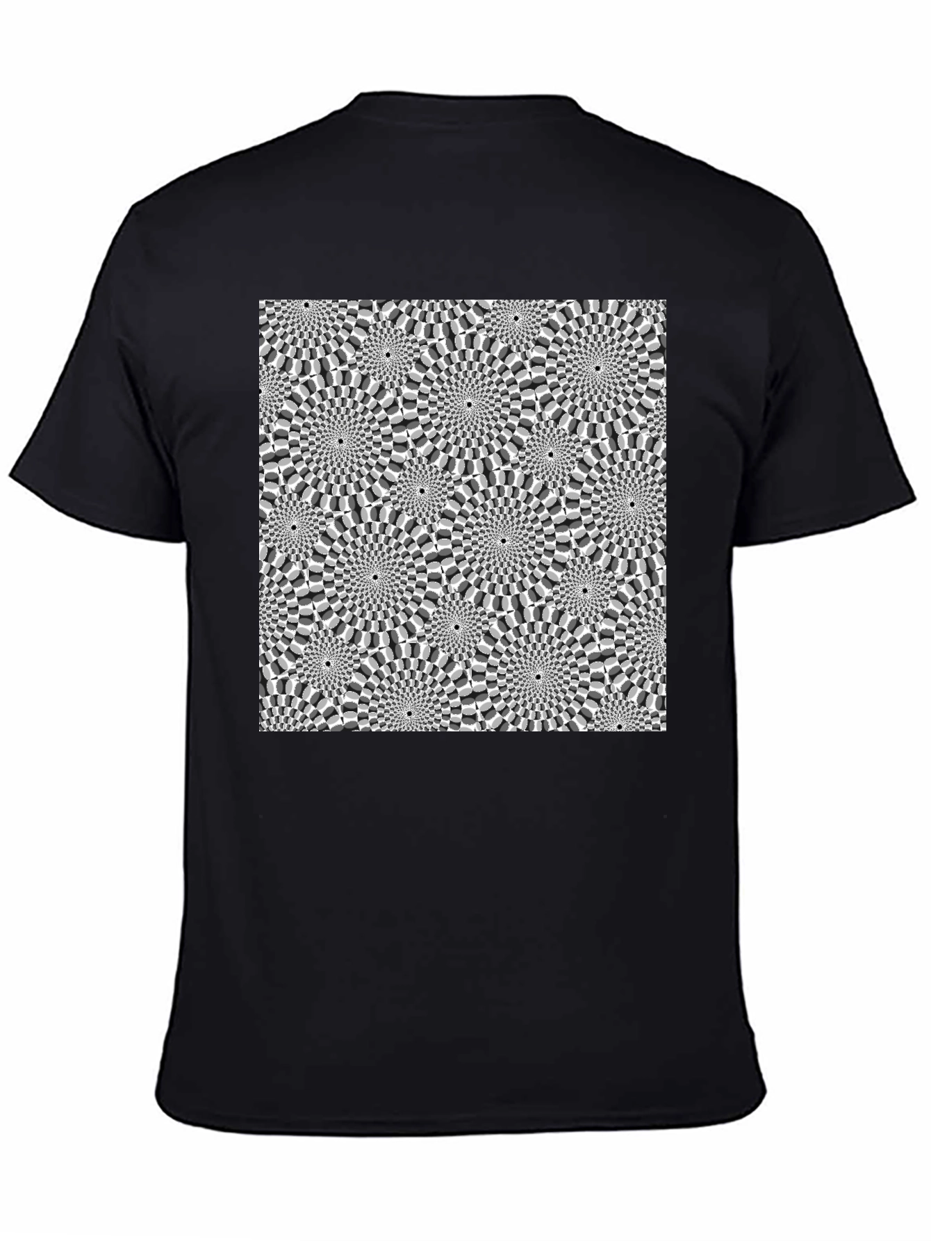 Optical Illusion Graphic Print Black T-Shirt