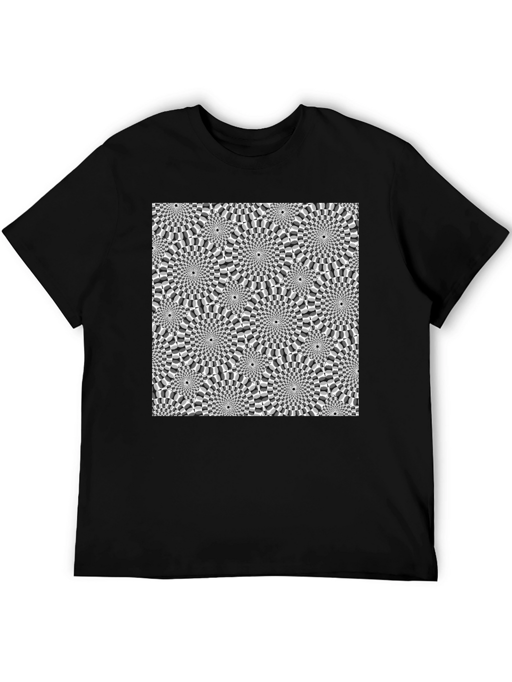 Optical Illusion Graphic Print Black T-Shirt