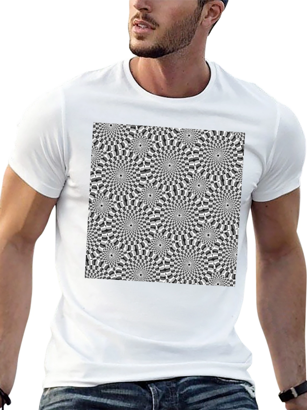 Optical Illusion Graphic Print Black T-Shirt