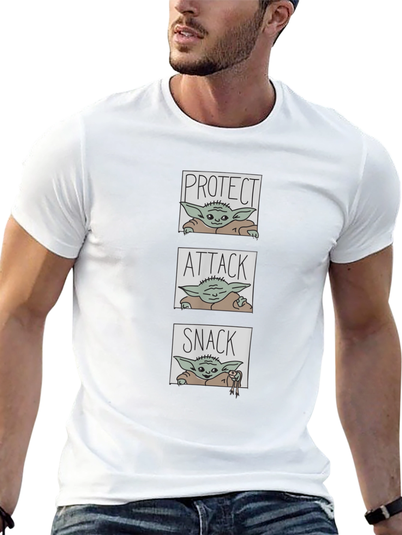 Protect Attack Snack T-Shirt - Baby Yoda