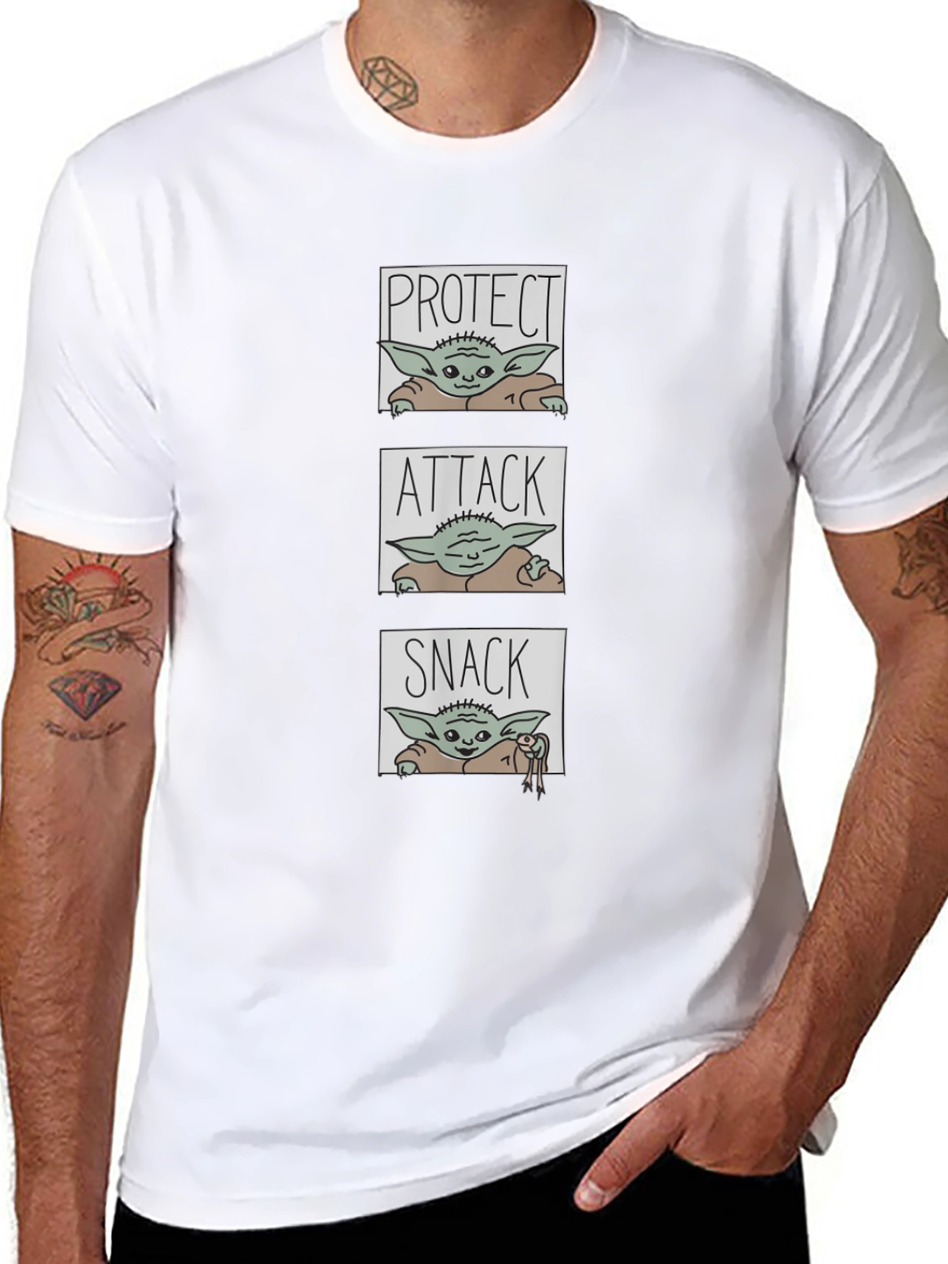 Protect Attack Snack T-Shirt - Baby Yoda