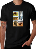 Elephant Collage Black Graphic T-Shirt
