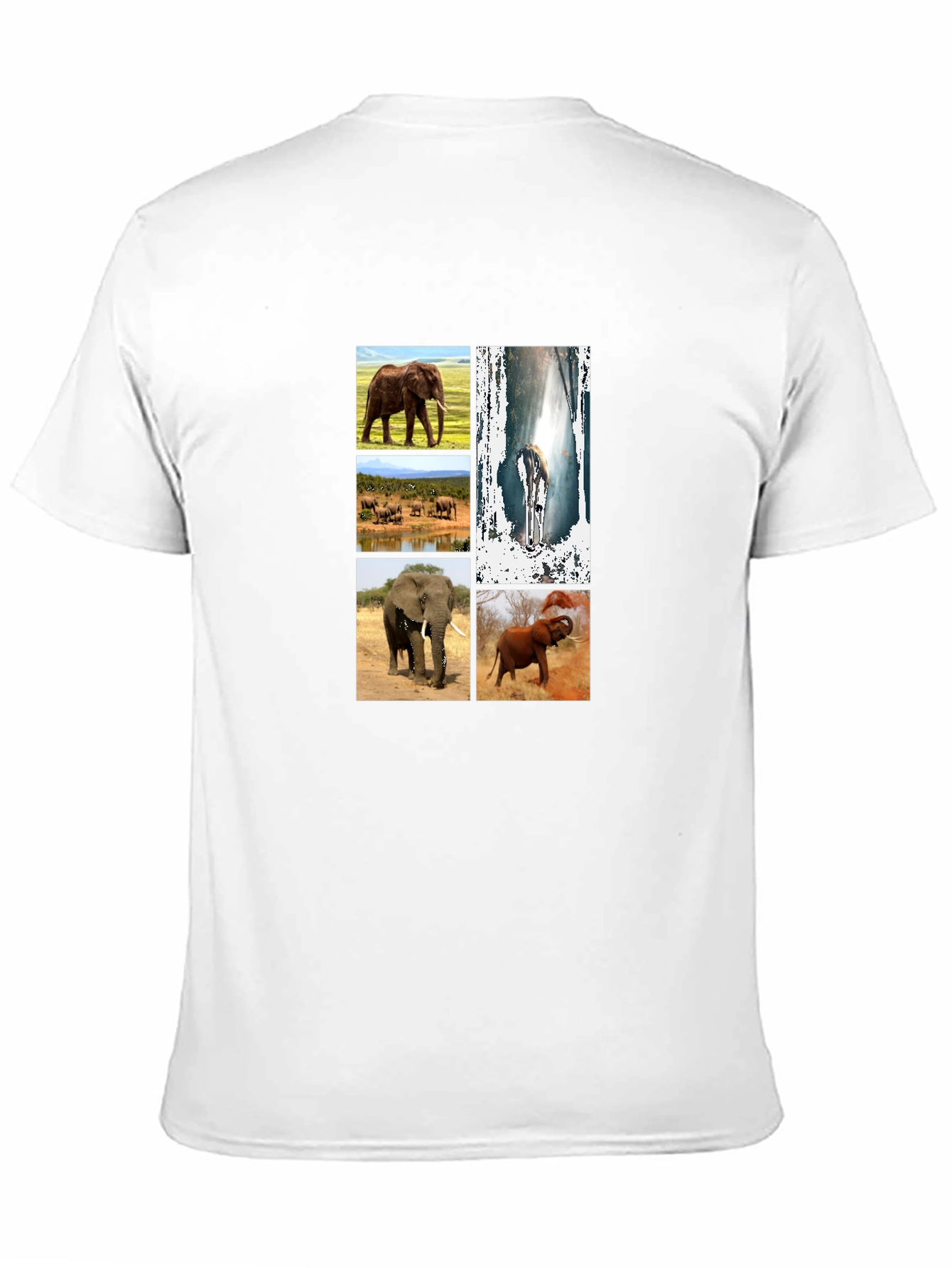 Elephant Collage Black Graphic T-Shirt