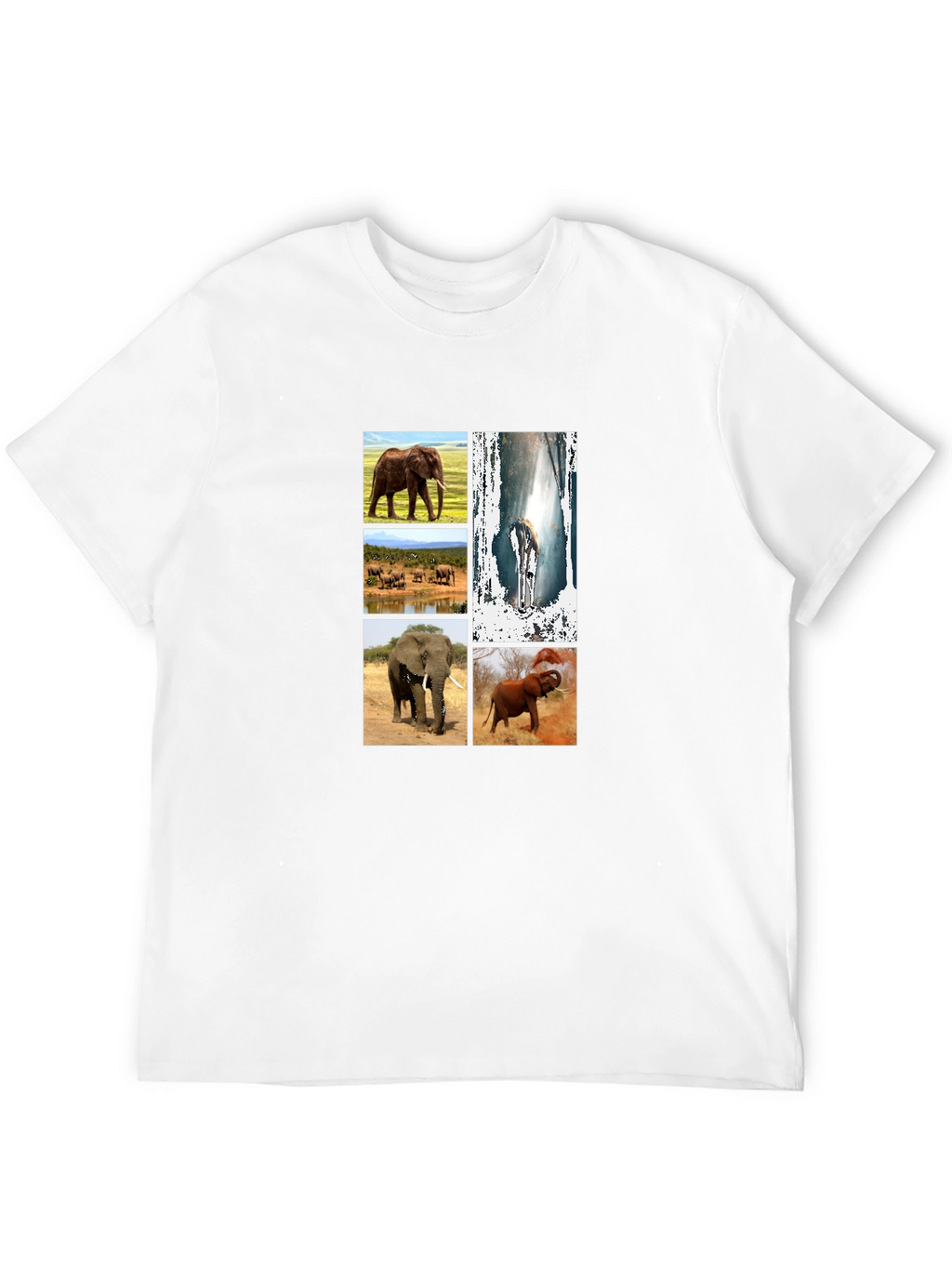 Elephant Collage Black Graphic T-Shirt