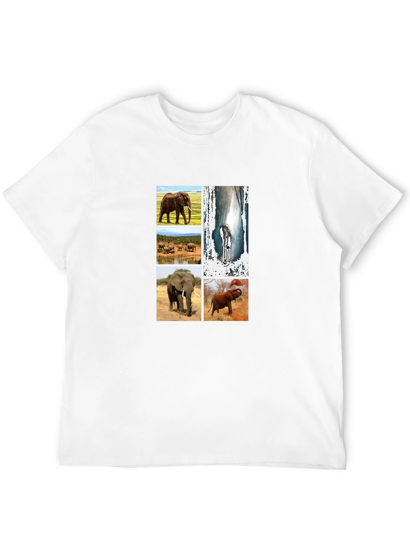 Elephant Collage Black Graphic T-Shirt