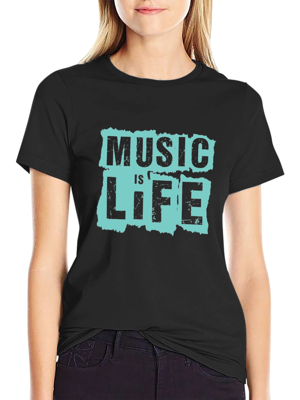 Music is Life Graphic Tee - Black
