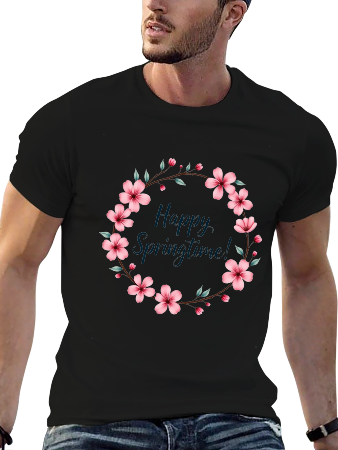 Happy Springtime Floral Wreath Tee
