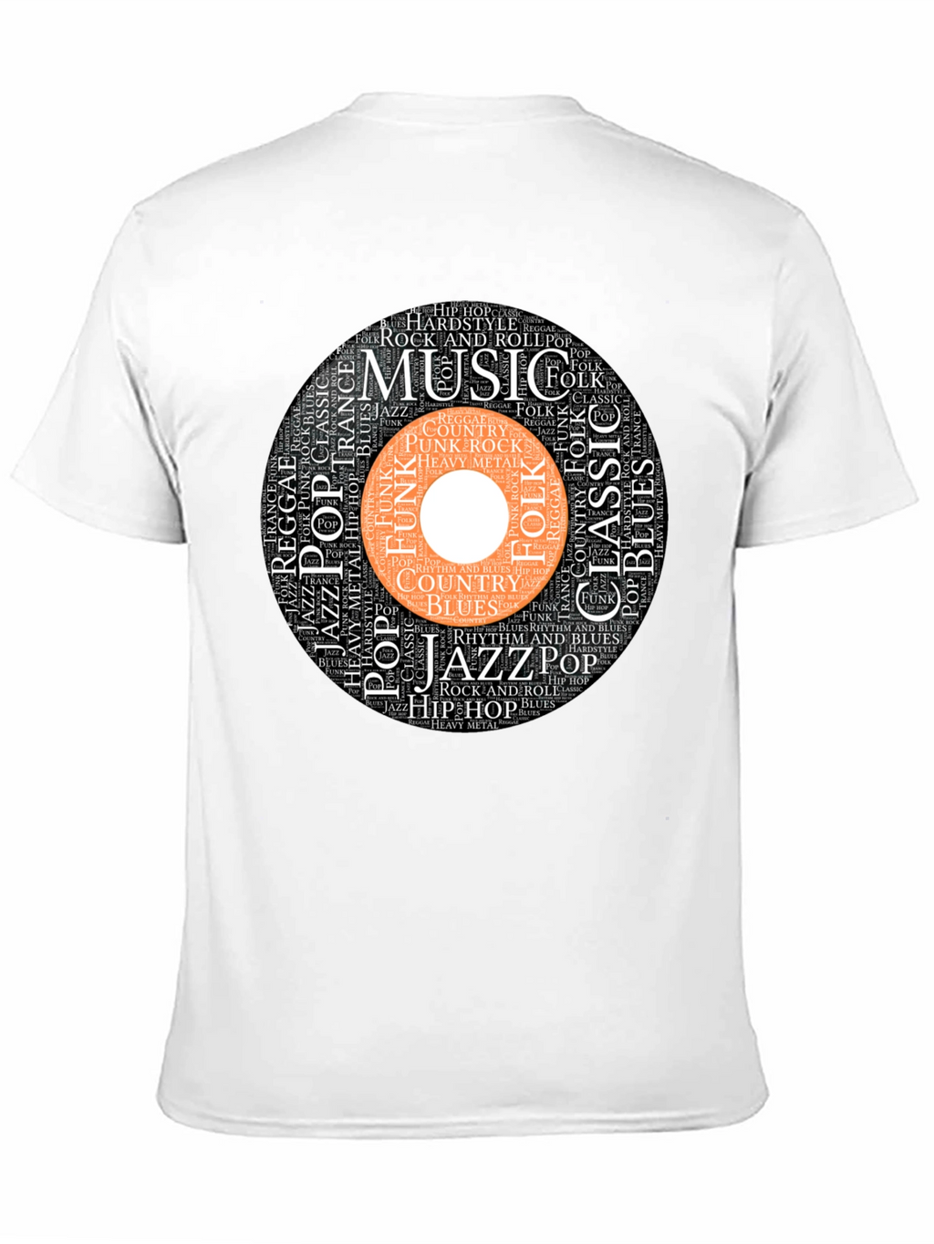 Music Genres Word Art Black T-Shirt