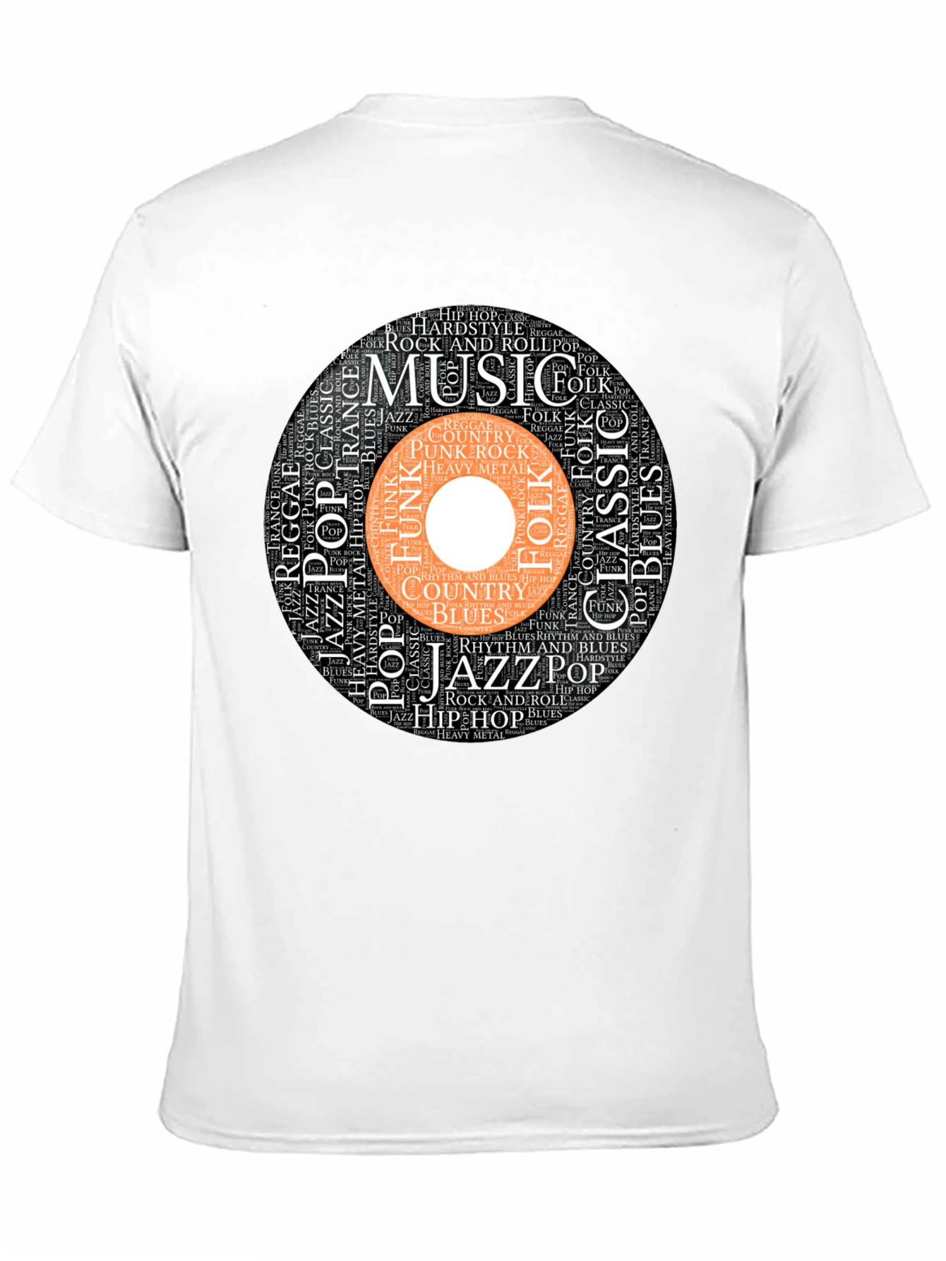 Music Genres Word Art Black T-Shirt