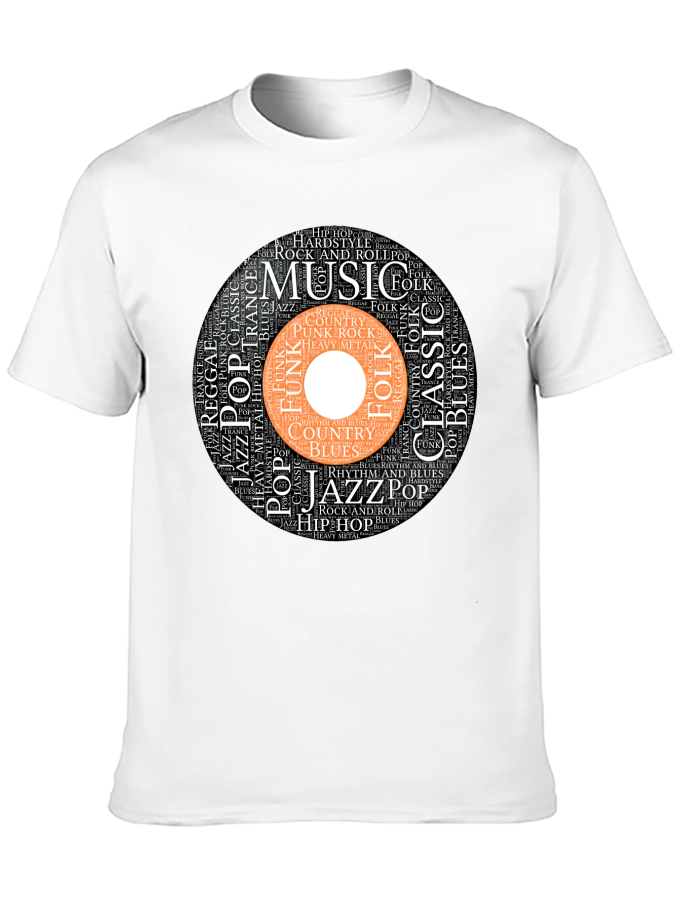 Music Genres Word Art Black T-Shirt