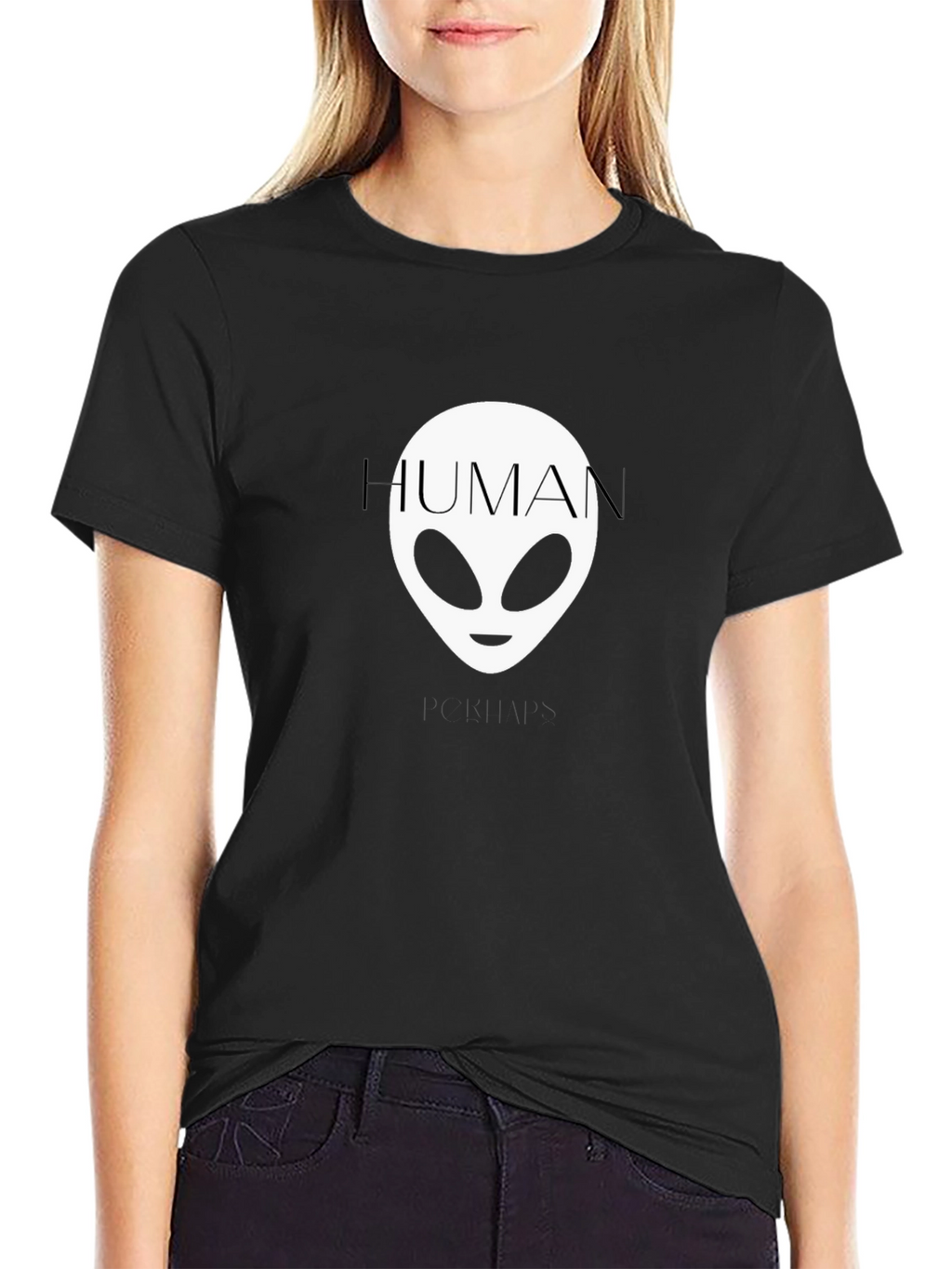 Human Alien Graphic Tee - Black Cotton T-Shirt
