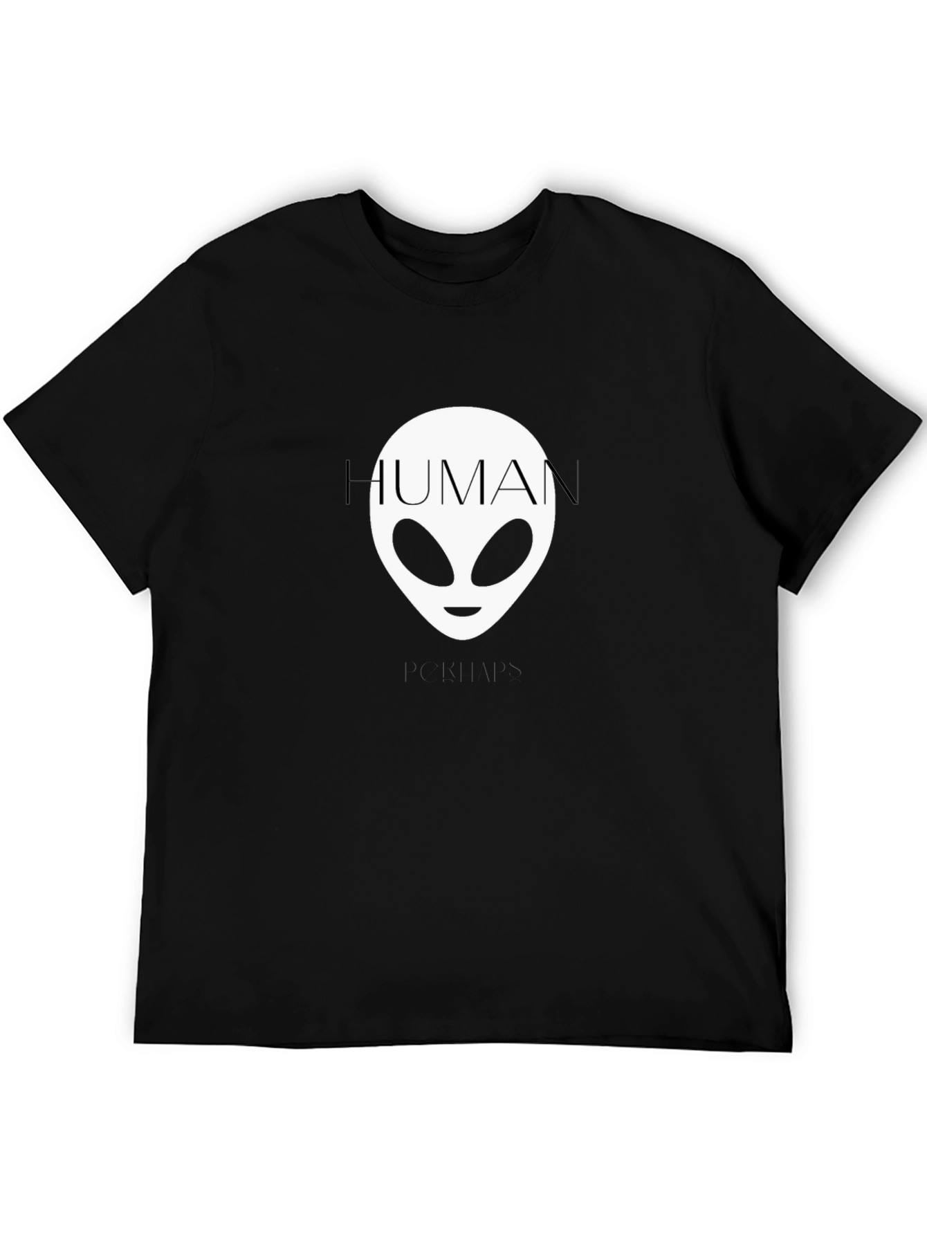 Human Alien Graphic Tee - Black Cotton T-Shirt