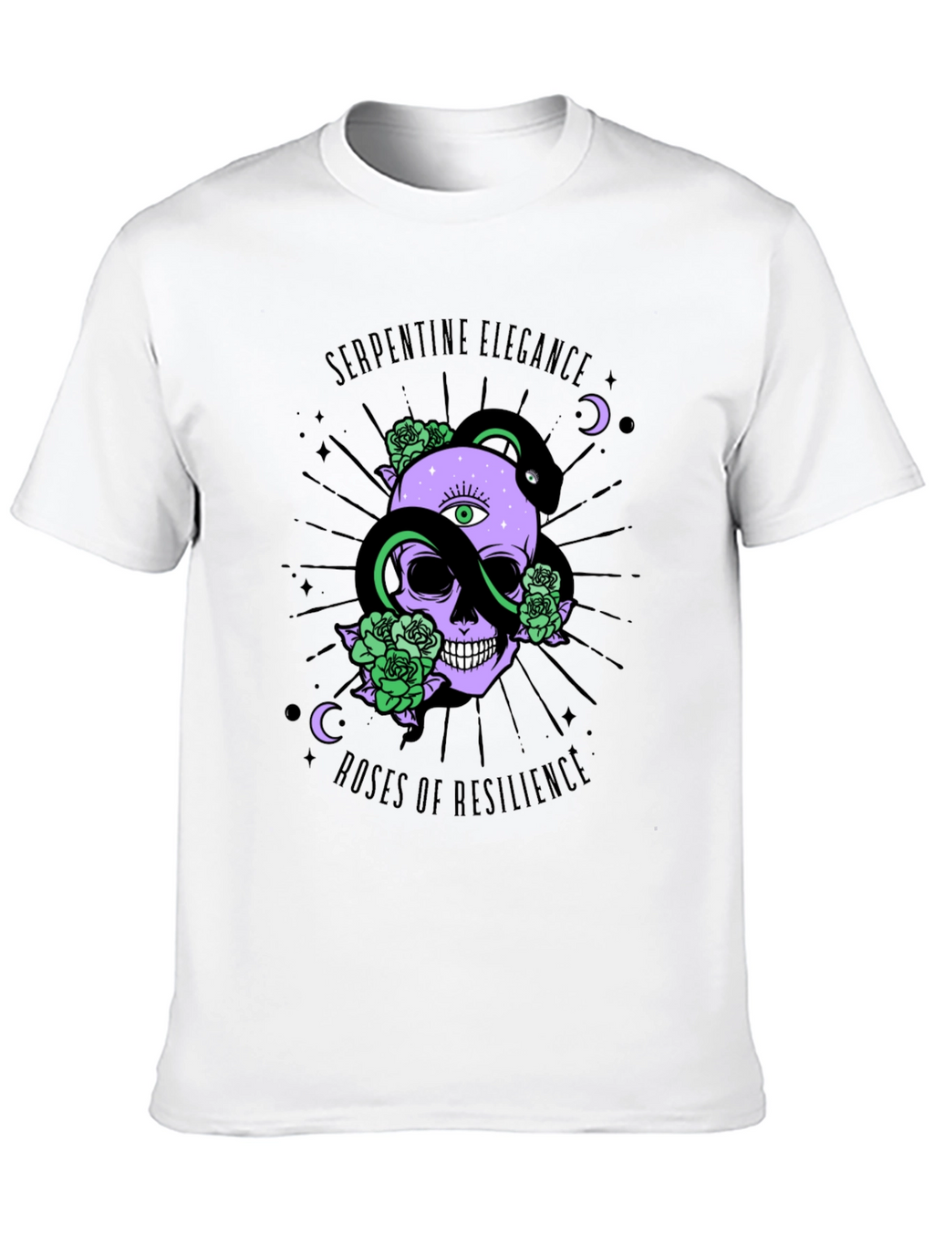 Serpentine Elegance Skull Graphic Tee