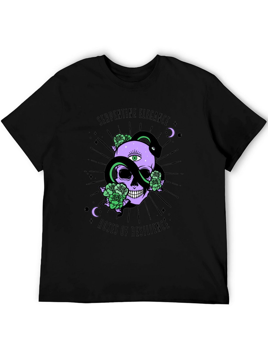 Serpentine Elegance Skull Graphic Tee