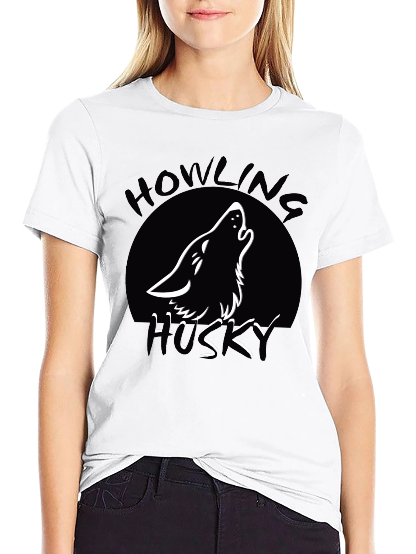 Howling Husky T-Shirt - Black